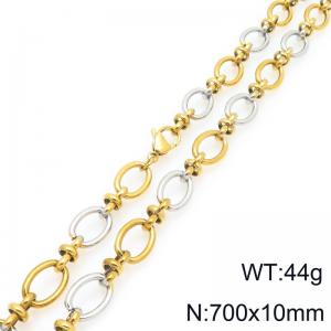 Fashion stainless steel 700 × 10mm oval 8-shaped spliced chain lobster buckle charm gold&silver necklace - KN296575-Z