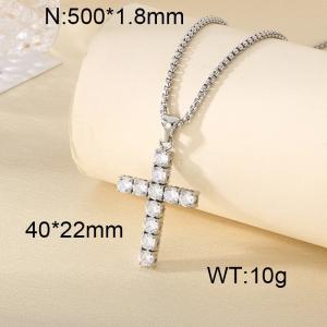 Stainless Steel Stone Necklace - KN296585-CALY