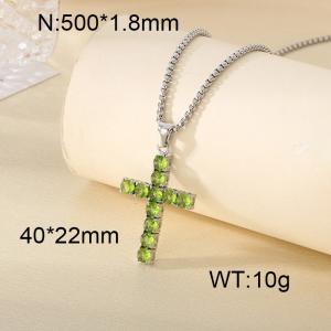 Stainless Steel Stone Necklace - KN296587-CALY