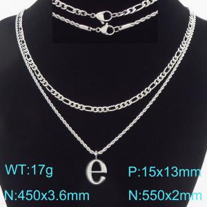 Personalized and fashionable stainless steel double layered necklace with bubble letter pendant - KN296911-Z
