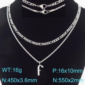 Personalized and fashionable stainless steel double layered necklace with bubble letter pendant - KN296912-Z