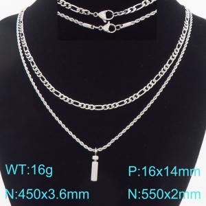 Personalized and fashionable stainless steel double layered necklace with bubble letter pendant - KN296915-Z