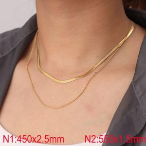 SS Gold-Plating Necklace - KN296956-Z
