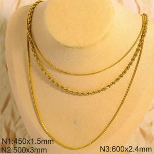 SS Gold-Plating Necklace - KN296957-Z