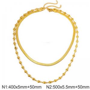 SS Gold-Plating Necklace - KN296961-Z