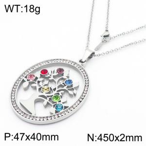 Stainless Steel Stone & Crystal Necklace - KN29703-K