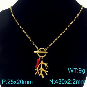 SS Gold-Plating Necklace - KN297197-Z