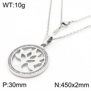 Stainless Steel Stone & Crystal Necklace - KN29720-K