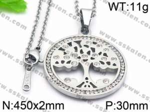 Stainless Steel Stone & Crystal Necklace - KN29724-K