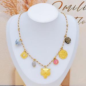 SS Gold-Plating Necklace - KN297573-SXSJ