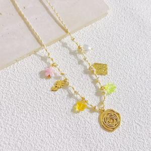 SS Gold-Plating Necklace - KN297583-SXSJ