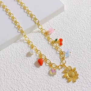 SS Gold-Plating Necklace - KN297584-SXSJ