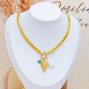 SS Gold-Plating Necklace - KN297597-SXSJ