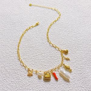 SS Gold-Plating Necklace - KN297600-SXSJ