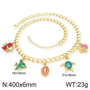 SS Gold-Plating Necklace - KN297622-Z