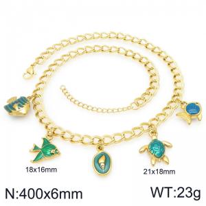 SS Gold-Plating Necklace - KN297623-Z