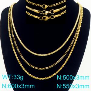 SS Gold-Plating Necklace - KN297657-Z