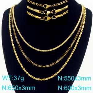 SS Gold-Plating Necklace - KN297659-Z