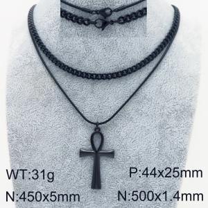 Stainless Steel Black-plating Necklace - KN297662-Z
