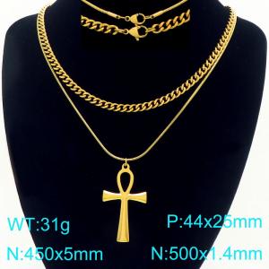 SS Gold-Plating Necklace - KN297663-Z