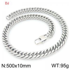 Stainless Steel Cuban Chain Necklace Silver Color - KN298329-Z
