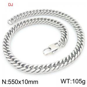 Stainless Steel Cuban Chain Necklace Silver Color - KN298330-Z