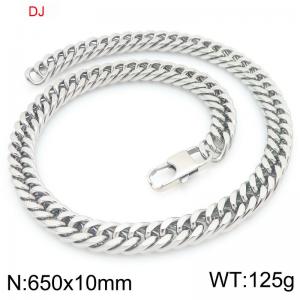 Stainless Steel Cuban Chain Necklace Silver Color - KN298332-Z