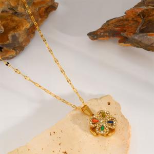 Stainless Steel Stone Necklace - KN298564-SXSJ
