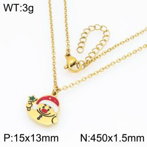 Stainless steel Christmas Charm expression Dripping Oil necklace for ladies as Jewelry Gifts - KN298651-Z
