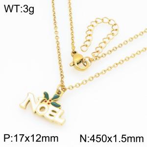 Stainless steel Christmas NOEL Dripping Oil necklace for ladies as Jewelry Gifts - KN298661-Z