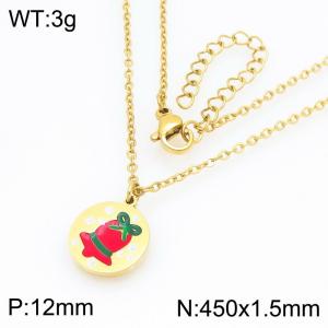 Christmas series stainless steel red bell necklace - KN298670-Z