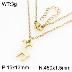 Personalized and trendy stainless steel Christmas reindeer pendant necklace - KN298673-Z