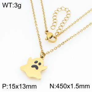 Personalized and trendy Halloween series stainless steel ghost pendant necklace - KN298680-Z