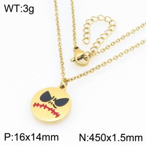 Personalized and trendy Halloween series stainless steel pumpkin demon pendant necklace - KN298685-Z
