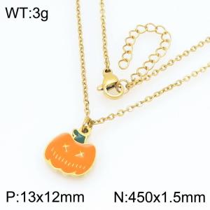 Personalized and trendy Halloween series stainless steel pumpkin demon pendant necklace - KN298686-Z