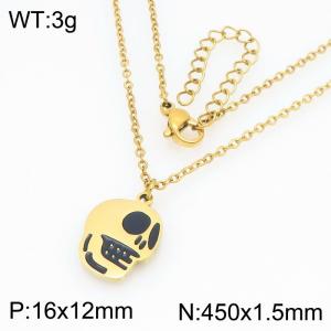 Personalized and fashionable stainless steel skull pendant necklace - KN298689-Z