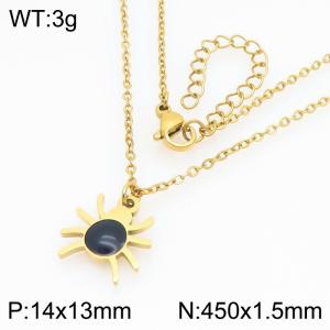 Personalized design stainless steel black gemstone spider pendant necklace - KN298690-Z