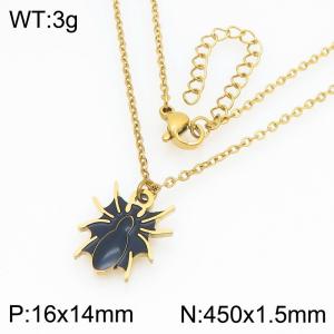 Personalized design stainless steel drop glue black spider pendant necklace - KN298693-Z