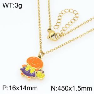 Fashion Halloween Series Stainless Steel Pumpkin Children's Pendant Necklace - KN298696-Z