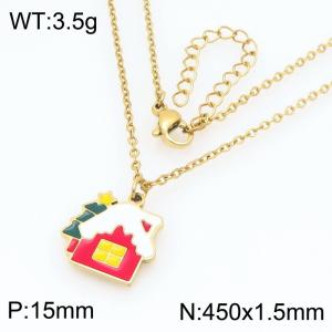 Personalized design stainless steel snow house pendant necklace - KN298698-Z