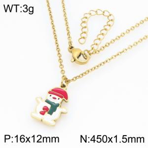 Fashionable and trendy stainless steel Christmas snowman cute pendant necklace - KN298699-Z