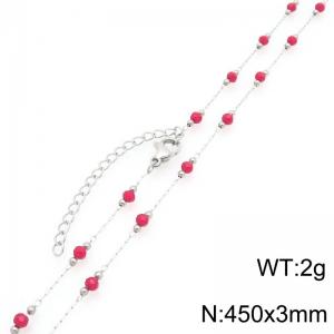 Stainless Steel Stone & Crystal Necklace - KN298789-ZJZL
