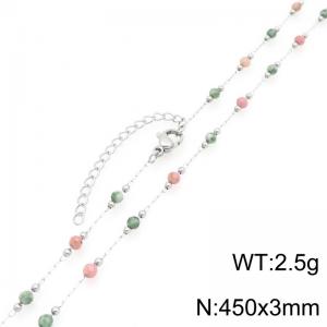 Stainless Steel Stone & Crystal Necklace - KN298791-ZJZL