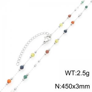 Stainless Steel Stone & Crystal Necklace - KN298793-ZJZL