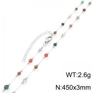 Stainless Steel Stone & Crystal Necklace - KN298794-ZJZL
