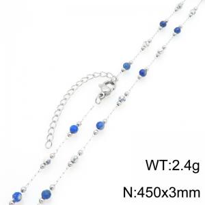 Stainless Steel Stone & Crystal Necklace - KN298796-ZJZL