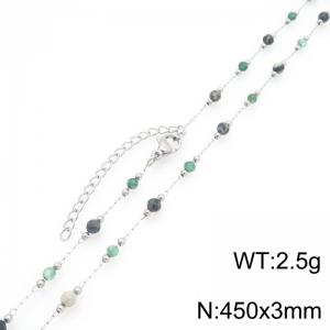 Stainless Steel Stone & Crystal Necklace - KN298797-ZJZL