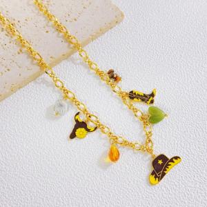 SS Gold-Plating Necklace - KN298799-SXSJ
