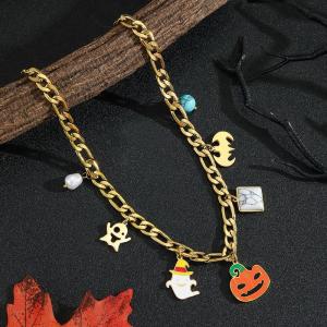 SS Gold-Plating Necklace - KN298834-SXSJ