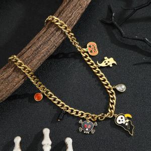 SS Gold-Plating Necklace - KN298835-SXSJ